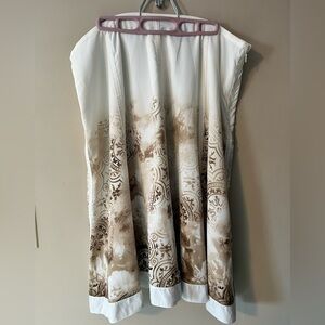Apostrophe panel skirt with side zip and brown and cream coffee dyed effect.